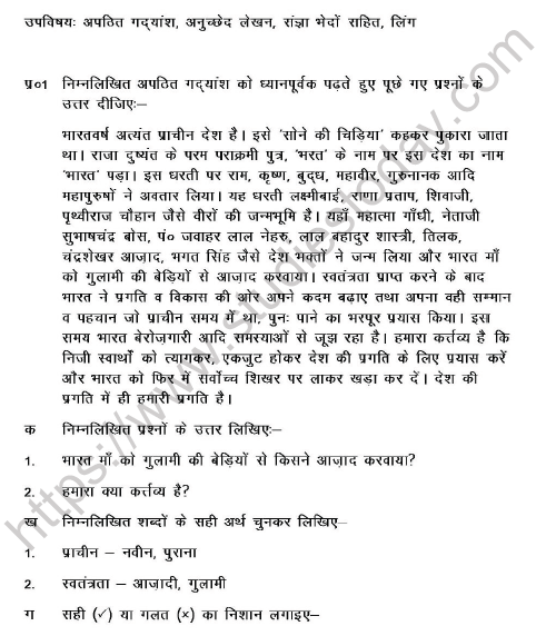 cbse class 5 hindi revision worksheet